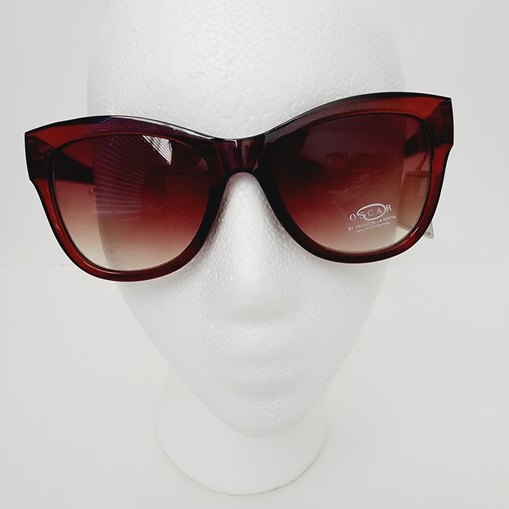 Oscar de la Renta Square Cat Eye Brown & Snake Print Frame Sunglasses